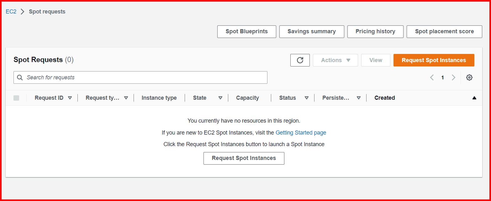 Picture showing a screen with the list of spot requests